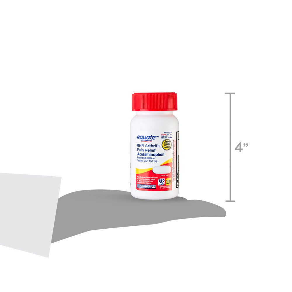 Equate 8HR Pain Relief Acetaminophen, Extended Release Tablets, 650 Mg, 100 Count