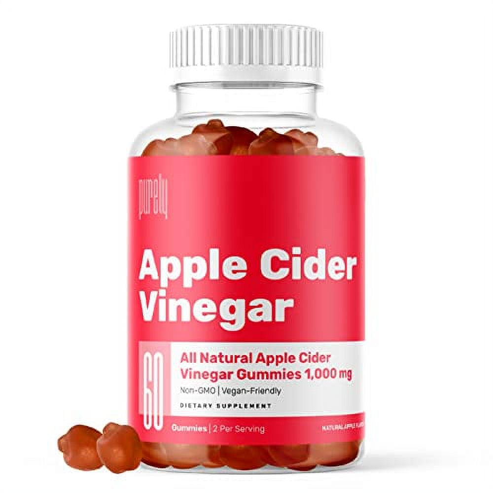 Apple Cider Gummies 1000Mg - Made with Apple Cider Vinegar Powder, Folic Acid, Vitamin B12, Vitamin B6, Iodine, Beet Juice Powder, Pomegranate Juice Powder - 60 Gummies