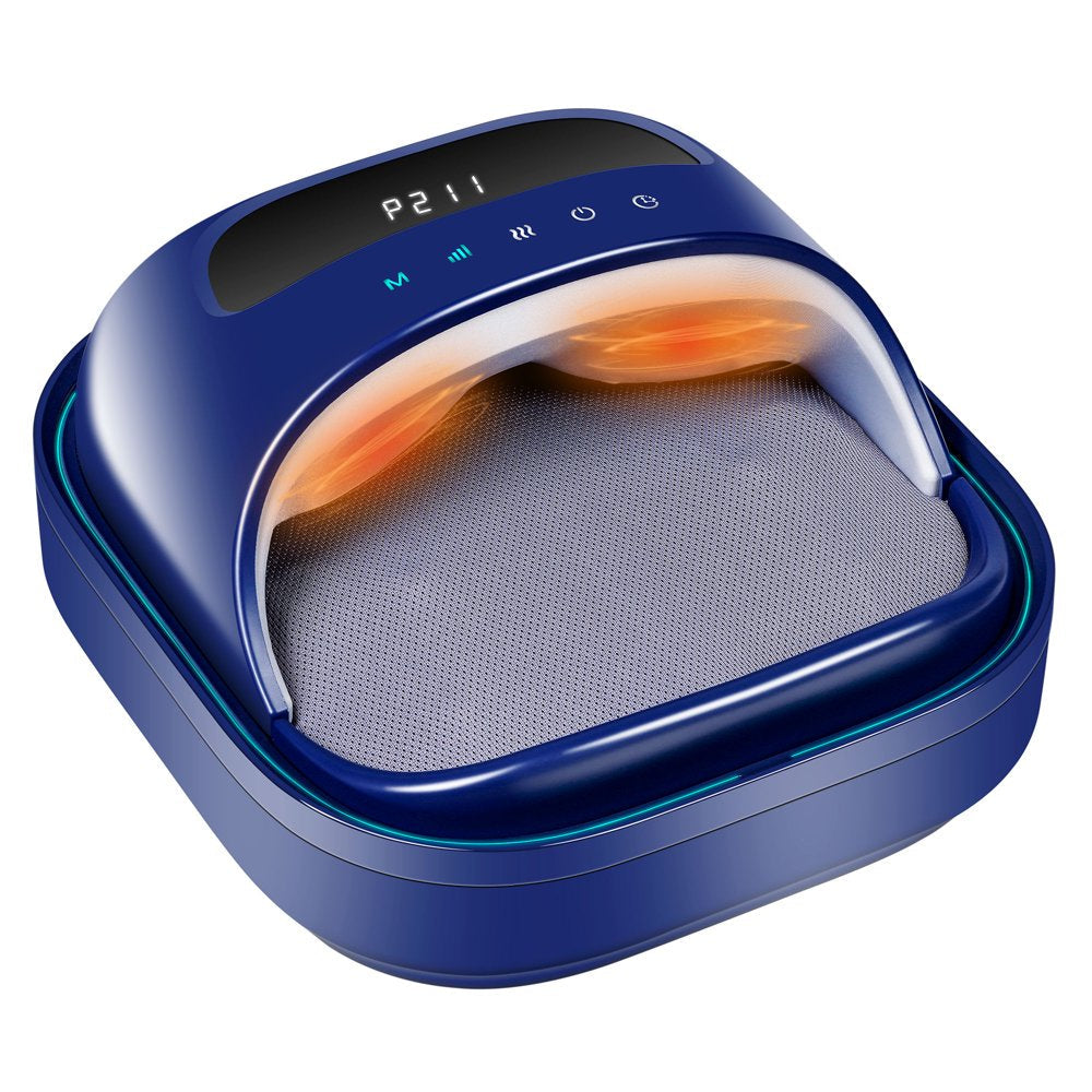 Electric Shiatsu Heated Foot Massager for Circulation and Pain Relief, Deep Tissue Kneading Feet Circulation Machine W/ Compression for Plantar Fasciitis and Neuropathy, Home or Office Use, Blue