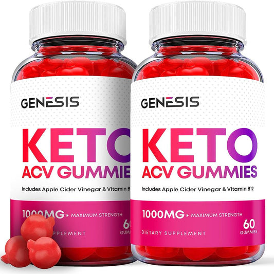 (2 Pack) Genesis Keto ACV Gummies - Supplement for Weight Loss - Energy & Focus Boosting Dietary Supplements for Weight Management & Metabolism - Fat Burn - 120 Gummies - Nutricity.com.au