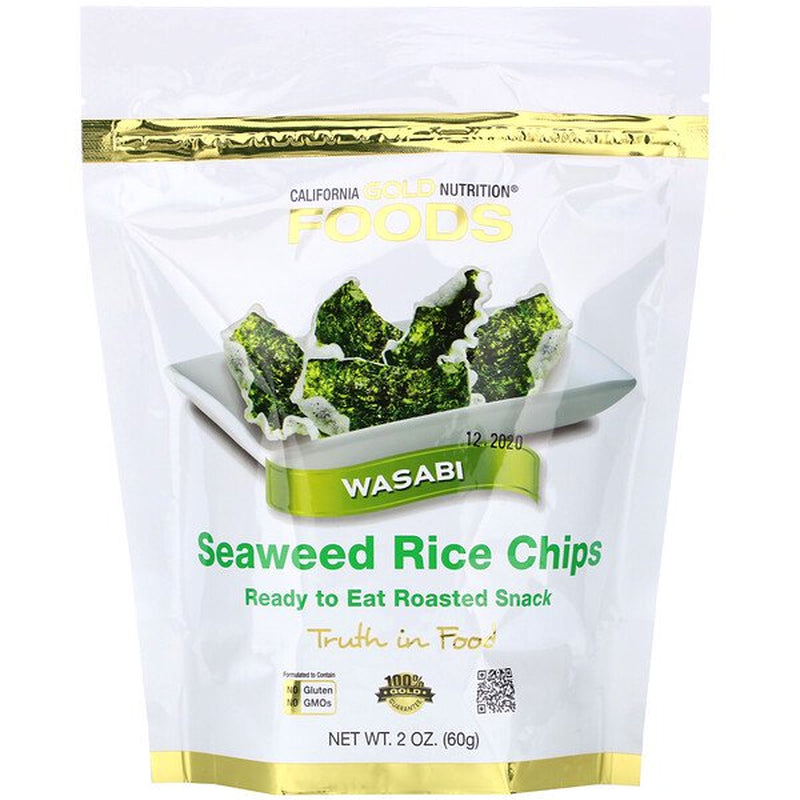 California Gold Nutrition, Seaweed Rice Chips, Wasabi, 2 Oz Pack of 3