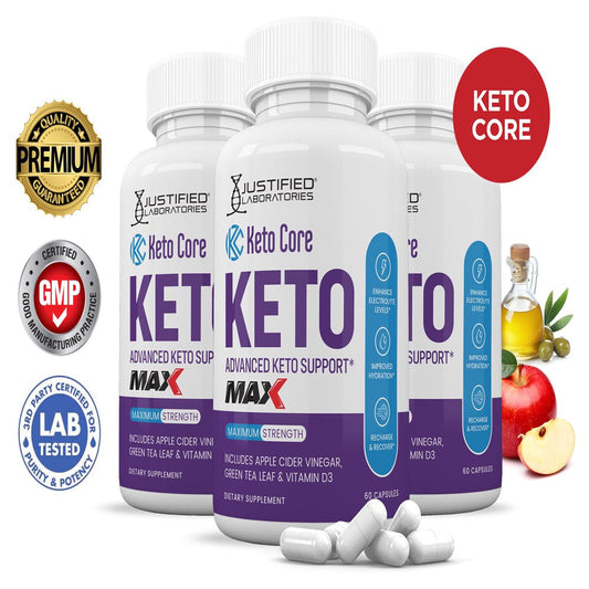 (3 Pack) Keto Core ACV MAX Pills 1675Mg Alternative to Gummies Dietary Supplement 180 Capsules - Nutricity.com.au