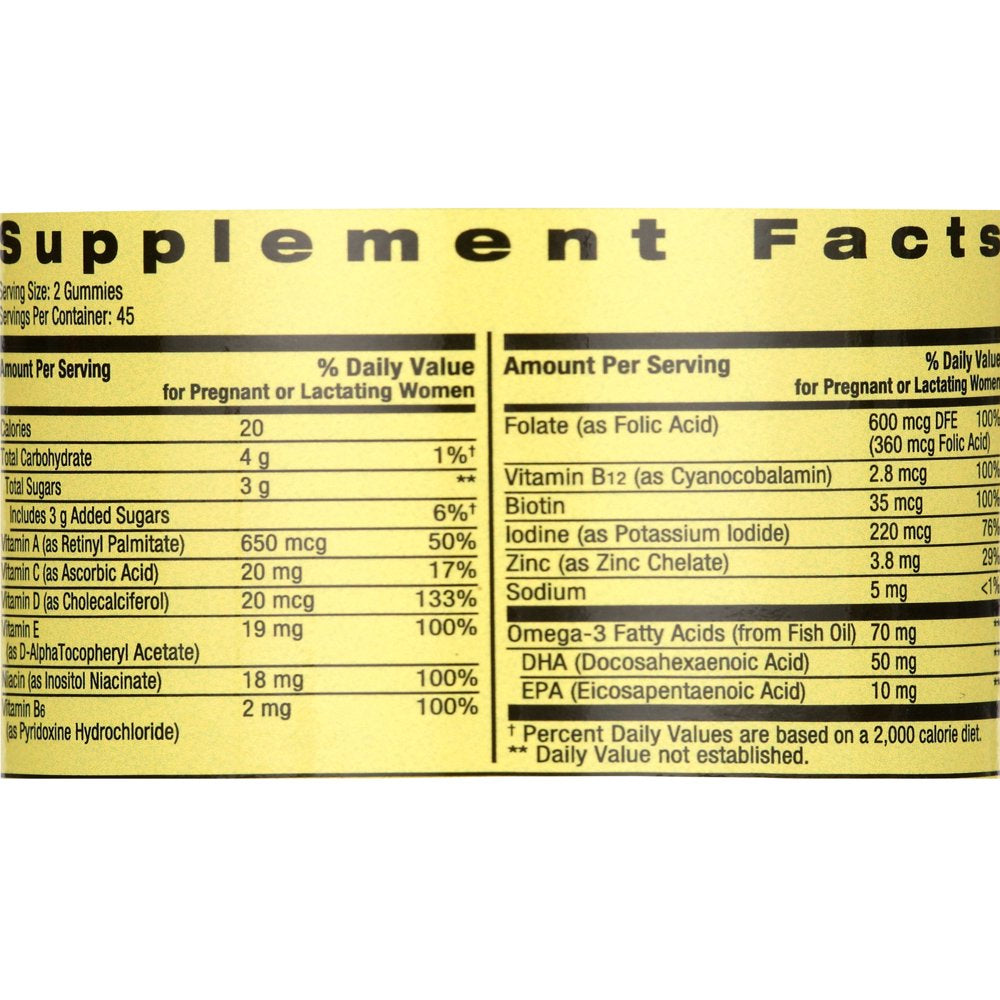 Spring Valley Prenatal Multivitamin Gummies with DHA and Folic Acid, 90 Count