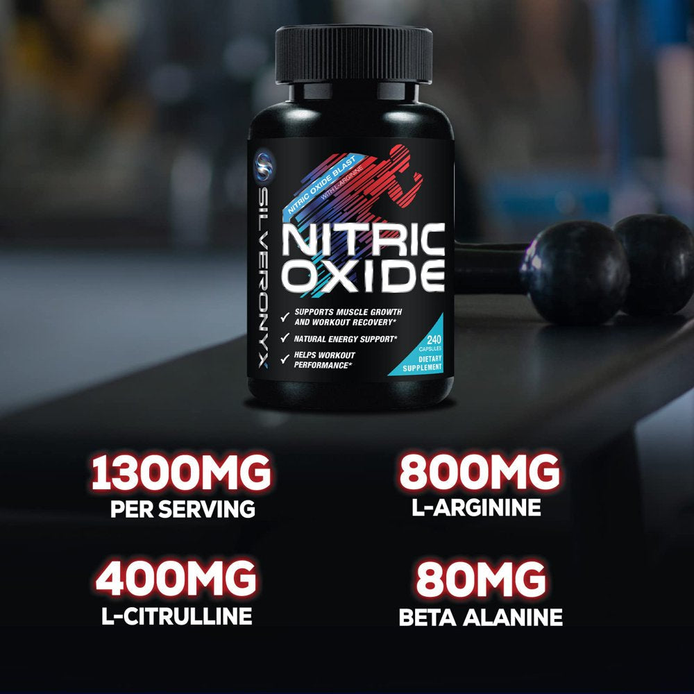 Extra Strength Nitric Oxide Supplement L Arginine 3X Strength - Citrulline Malate, AAKG, Beta Alanine - Premium Muscle Supporting Nitric Booster for Strength & Energy to Train Harder - 240 Capsules