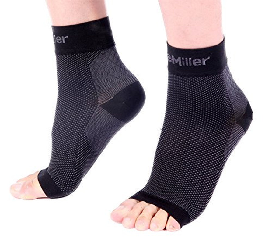 Doc Miller Ankle Compression Sleeve - Heel Brace for Heel Pain - Plantar Fasciitis Foot Wrap for Ankle Support and Neuropathy Relief - 1 Pair Black Plantar Fasciitis Wrap - Xxx-Large Size