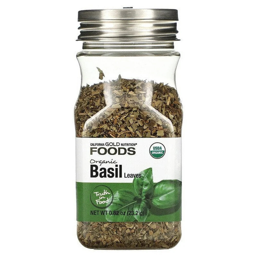 California Gold Nutrition, FOODS - Organic Basil Leaves, 0.82 Oz Pack of 2