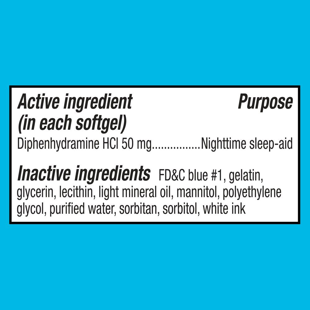 Equate Maximum Strength Diphenhydramine Hcl Sleep-Aid Softgels, 50 Mg, 32 Count