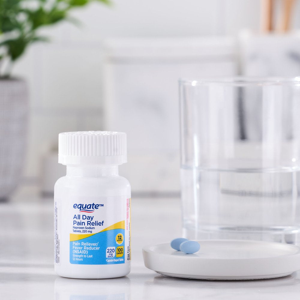 Equate Naproxen Sodium Tablets USP, 220 Mg, Pain Reliever and Fever Reducer, 100 Count