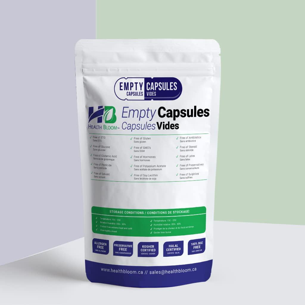 1000 Empty Vegetable Capsules Size 3 Natural.Hypoallergenic.Non GMO.Halal.Kosher. Manufactured in Canada.