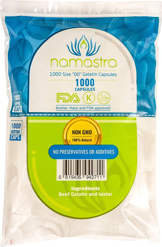 1000ct Namastra Gelatin Capsules Size 00
