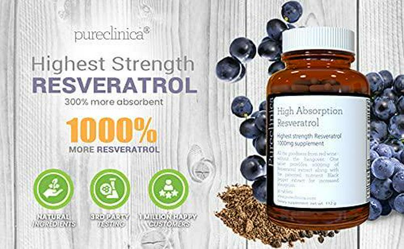 1000mg Resveratrol x 360 Tablets - (4 Bottles Each with 90 Tablets - 12 Months Supply). 10 x Strength and with Black Pepper Extract for Faster Absorption. SKU: RV3x4