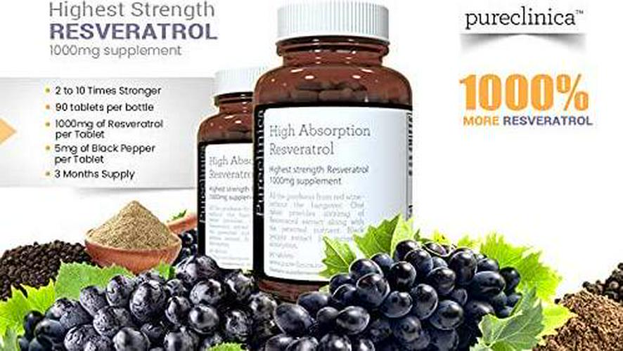 1000mg Resveratrol x 360 Tablets - (4 Bottles Each with 90 Tablets - 12 Months Supply). 10 x Strength and with Black Pepper Extract for Faster Absorption. SKU: RV3x4