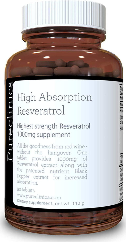 1000mg Resveratrol x 90 Tablets (3 Months Supply). 10 x Strength and with Black Pepper Extract for Faster Absorption. SKU: RV3