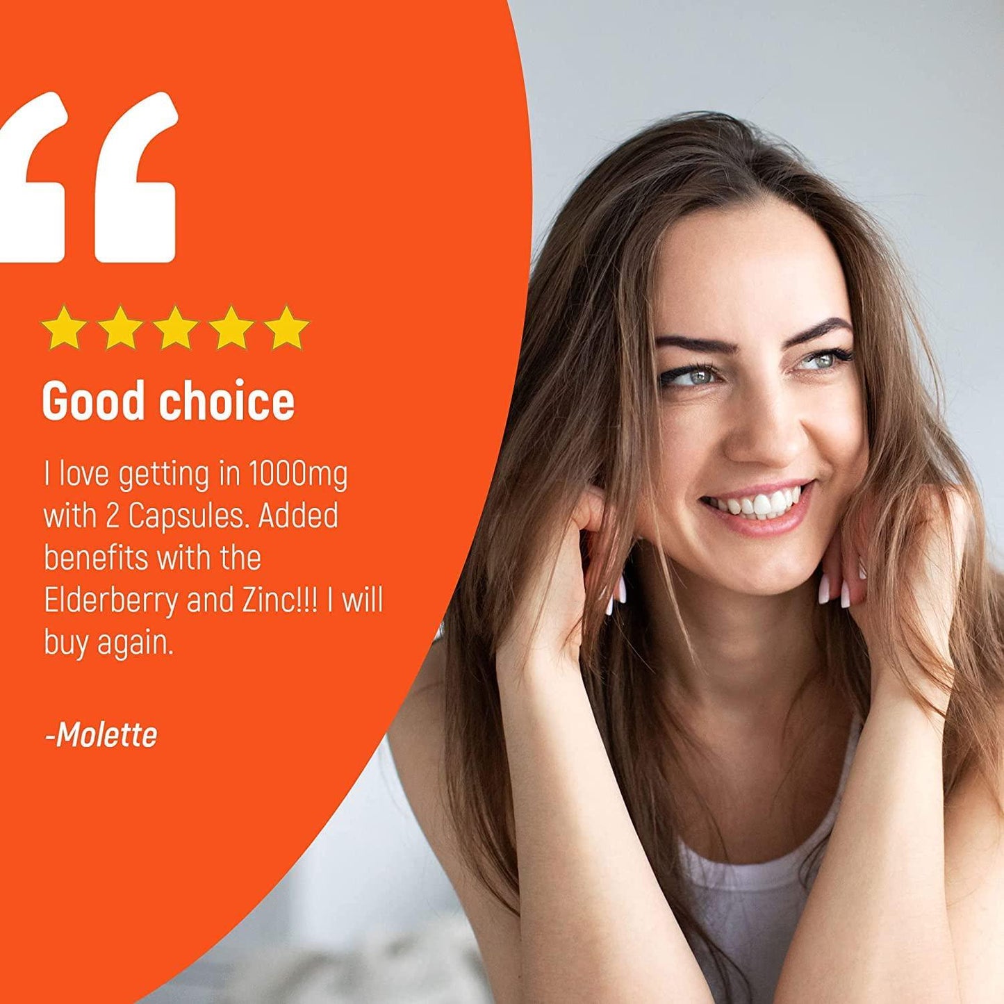 1000mg Vitamin C and Elderberry Supplement - High Potency Vitamin C with Elderberry and Zinc for Immune Support - Easy to Swallow, Non-GMO, GMP-Certified VIT C 1000mg Immune Booster Capsules - 60 Count