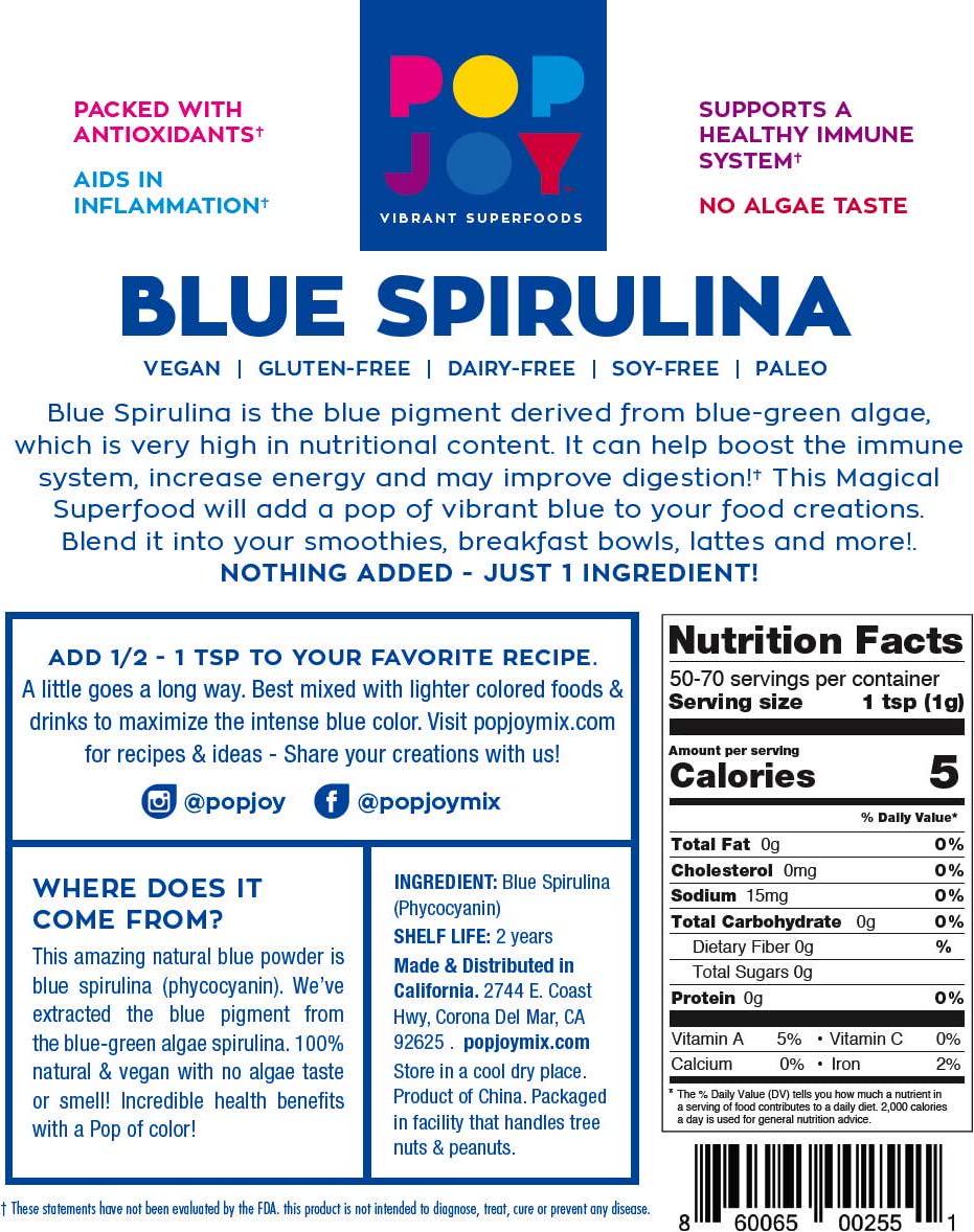 100% Blue SPIRULINA Powder by POPJOY - Vibrant SUPERFOODS