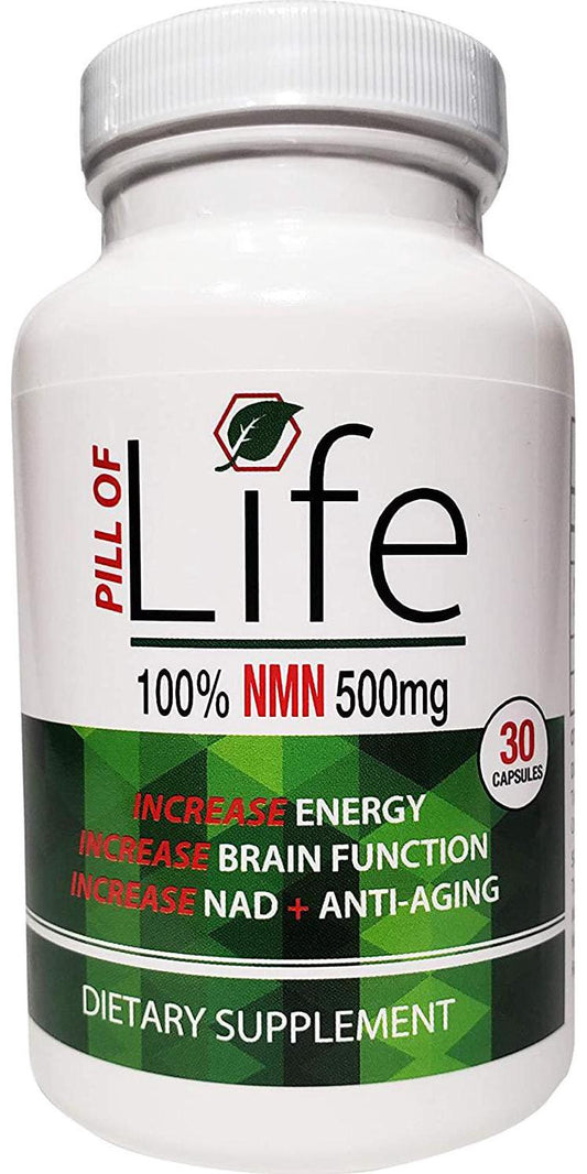 100% NMN Supplement, Stabilized Form, 500mg Per Serving (Nicotinamide Mononucleotide, No Fillers) US Third Party Tested, Anti-Aging Boost Health, Energy, Focus , NAD+ (500mg Per Cap, 30 Capsules)