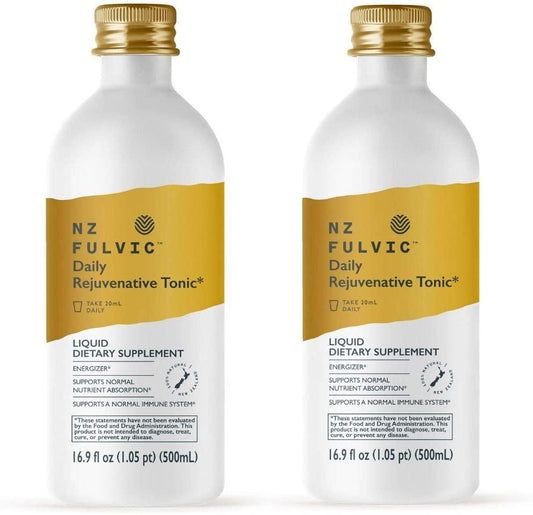 100% Natural Fulvic Acid by NZ Fulvic, Extracted and Made in New Zealand, Organic, Mineral Rich Blend, Liquid Food Supplement, 16.9 fl oz (Twin Pack)