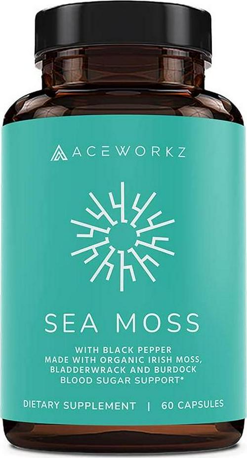 100% Organic Wildcrafted Irish Sea Moss, Burdock Root and Bladderwack with BioPerine - Immune System and Gut Health -Thyroid, Keto Detox, Joint Support -Healthy Skin and Anti-Aging (90 Capsules)