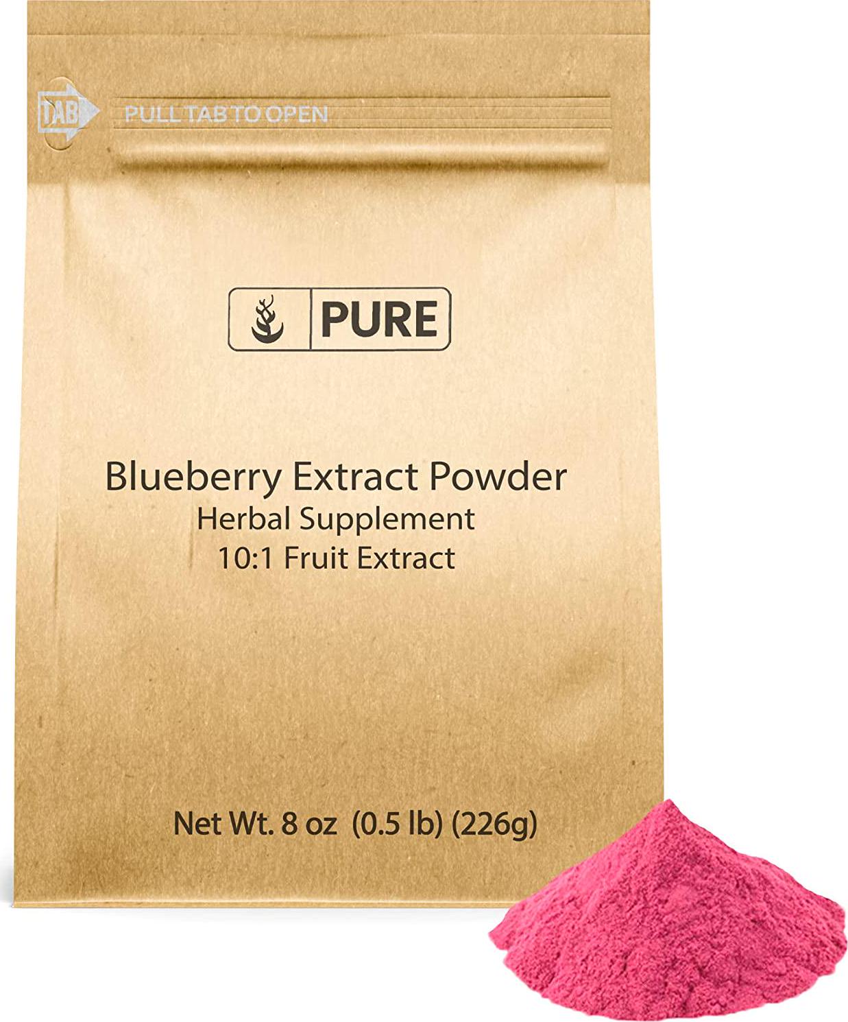 100% Pure Blueberry Extract 10:1 Powder, 8 oz, 800 mg Serving, Non-GMO, Gluten-Free, Vegan, No Fillers or Additives, Made in USA, Lab-Tested, Eco-Friendly Packaging