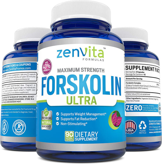 100% Pure Forskolin Extract 600mg - w/ 40% Standardized Forskolin | 90 Capsules