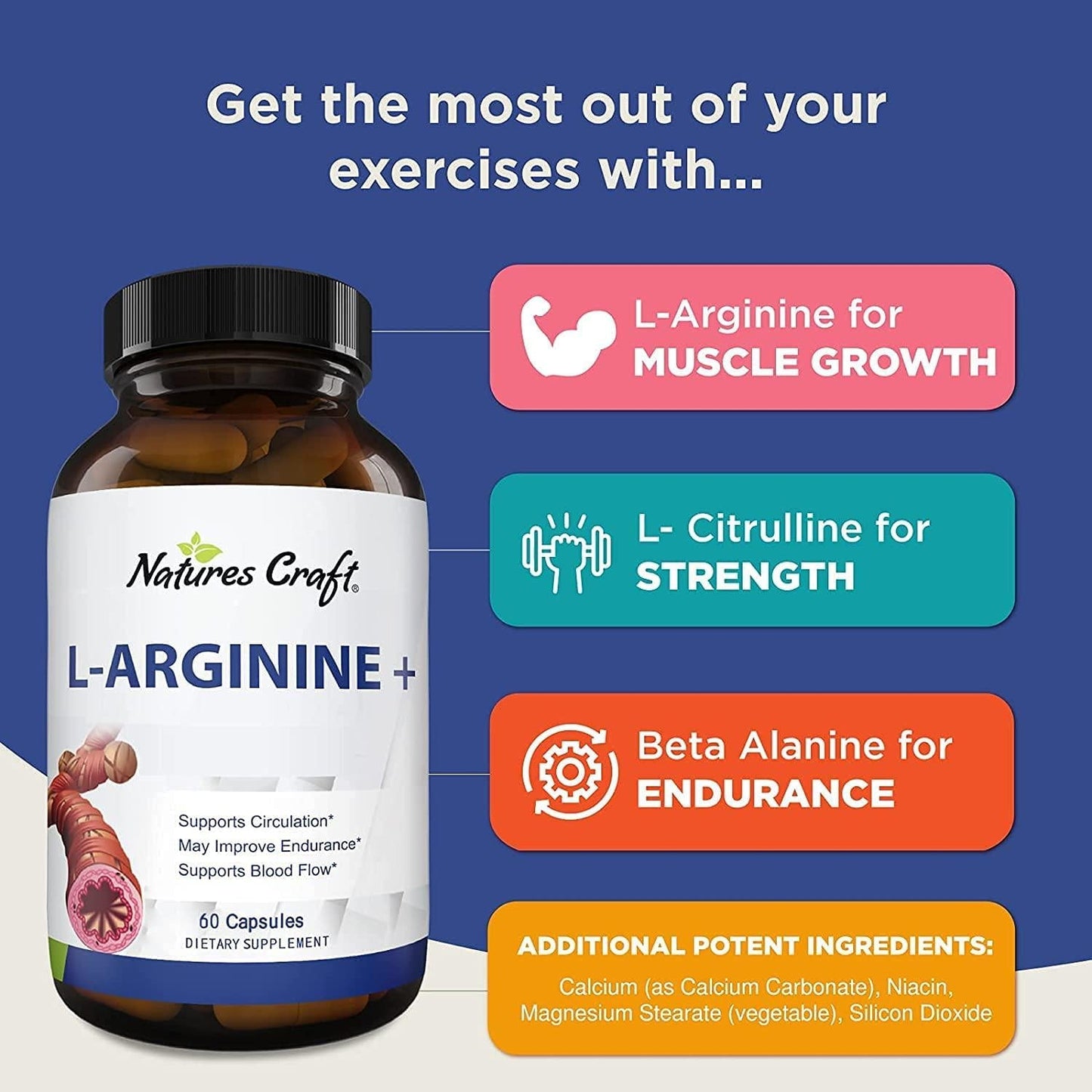100% Pure L-arginine and L Citruline a Premium Amino Acids Strength for Pre Work Out and Energy Enhancement for Men to Support Nitric Oxide 1000 mg Per Capsules a Natural Supplement Booster