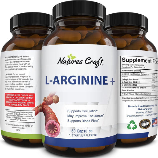 100% Pure L-arginine and L Citruline a Premium Amino Acids Strength for Pre Work Out and Energy Enhancement for Men to Support Nitric Oxide 1000 mg Per Capsules a Natural Supplement Booster