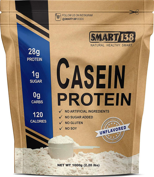 100% Pure Micellar Casein Protein // Cold Processed, Gluten-Free, Soy-Free, Non-GMO, USA, Keto, Zero Carb, Natural BCAAs (1000g / 2.2lbs, Unflavored)