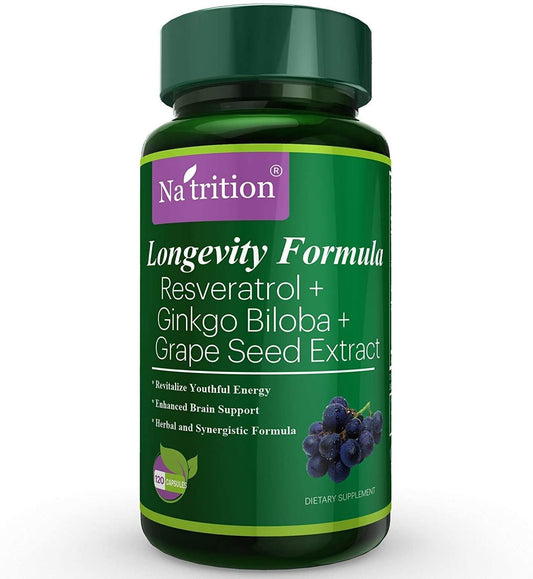 100% Pure Resveratrol Longevity Formula,1500mg Maximum Strength Natural Antioxidant Supplement 120 Veggie Caps Promote Heart, Brain Immune System Health