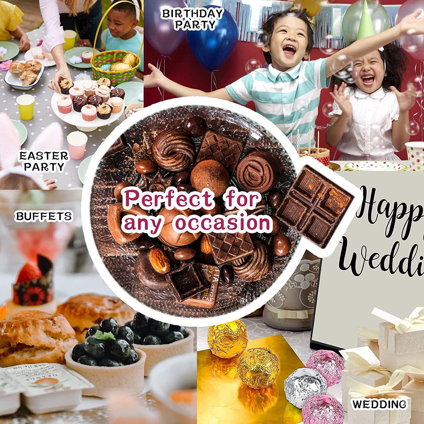 100pcs Candy Bar Wrappers, 7.8x7.8 Inch Chocolate Bar Wrappers Navy Blue Foil Wrapper Square Aluminum Individual Packaging Sheets for 4 July Baby Shower Birthday Party Gifts