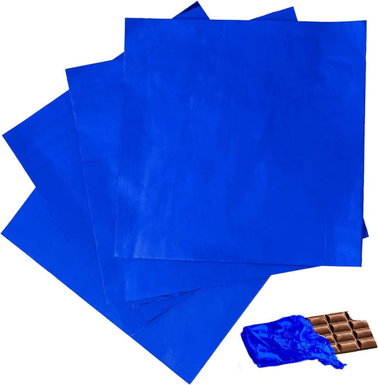 100pcs Candy Bar Wrappers, 7.8x7.8 Inch Chocolate Bar Wrappers Navy Blue Foil Wrapper Square Aluminum Individual Packaging Sheets for 4 July Baby Shower Birthday Party Gifts
