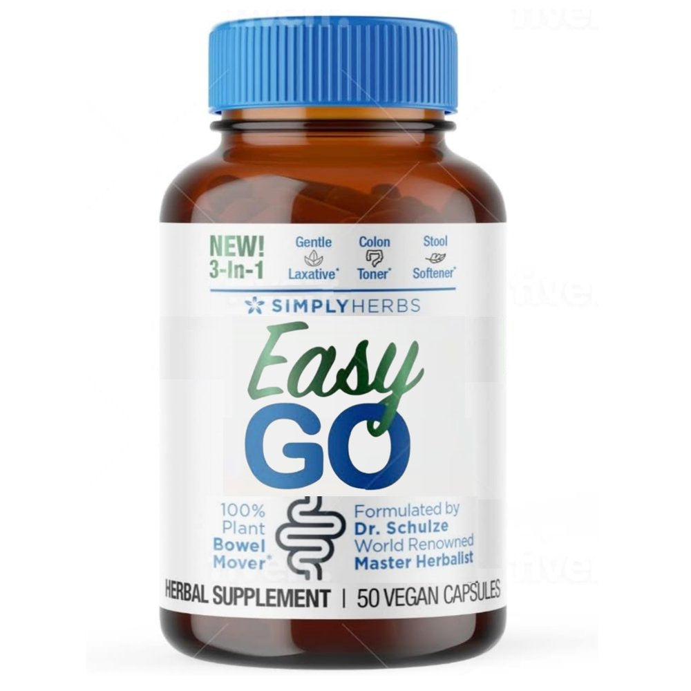 Dr. Schulze'S Easy GO Bowel Mover - Formulated Gentle Laxative, Colon Toner & Stool Softener | 100% Plant Natural Bowel Cleanse - Promotes Regular & Complete Bowel Movements - 50 Count Vegan