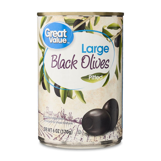 Great Value Large Pitted Black Olives, 6 Oz