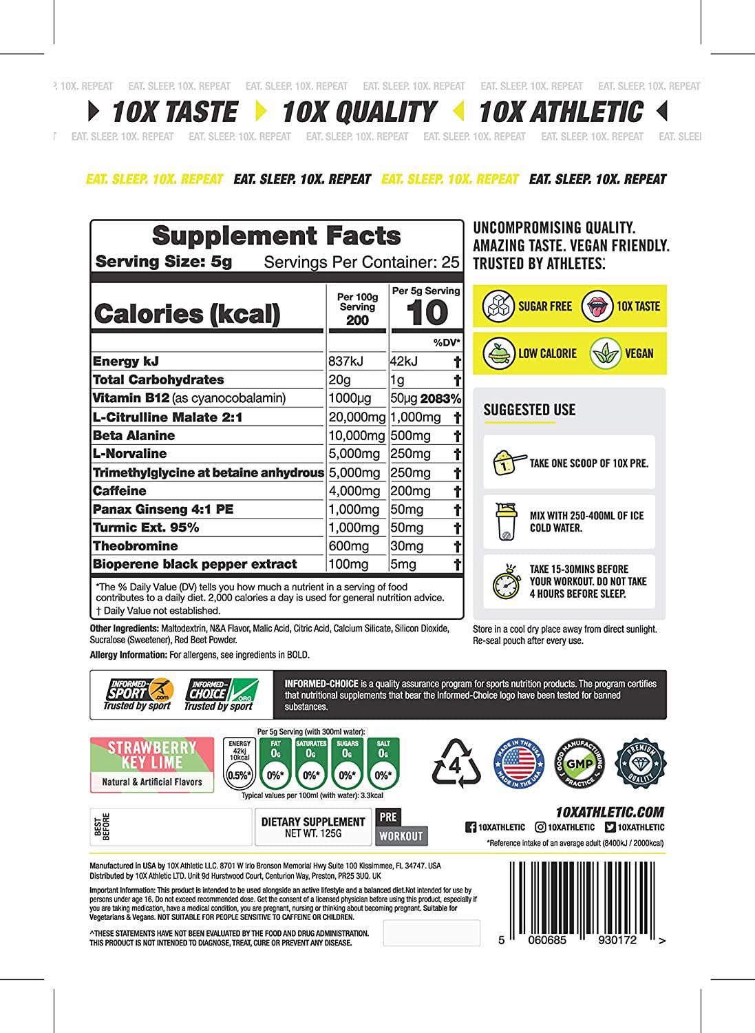 10X Athletic Pre - Strawberry Key Lime