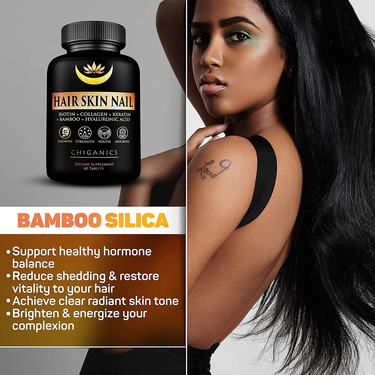 10X Potent Hair Growth Vitamins Infused with Keratin + Collagen + Silica for Vibrant Hair- Extra Strength Biotin 5000mcg - Healthy Hair Skin and Nails Vitamins - Hair Vitamins for Faster Hair Growth