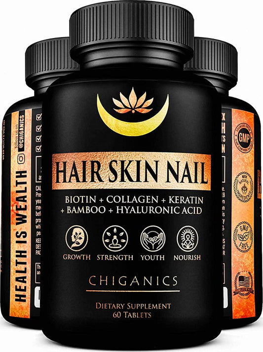 10X Potent Hair Growth Vitamins Infused with Keratin + Collagen + Silica for Vibrant Hair- Extra Strength Biotin 5000mcg - Healthy Hair Skin and Nails Vitamins - Hair Vitamins for Faster Hair Growth