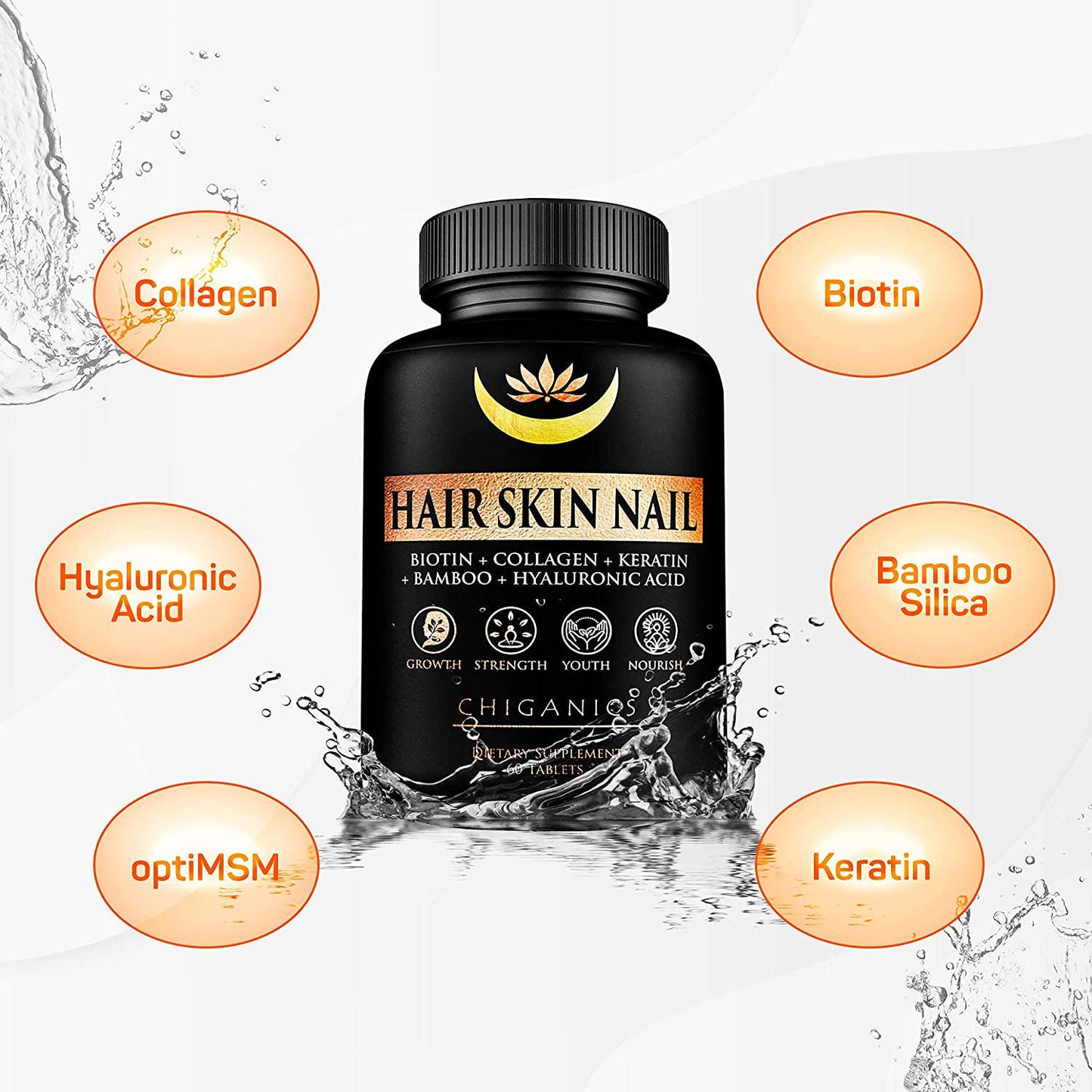 10X Potent Hair Growth Vitamins Infused with Keratin + Collagen + Silica for Vibrant Hair- Extra Strength Biotin 5000mcg - Healthy Hair Skin and Nails Vitamins - Hair Vitamins for Faster Hair Growth