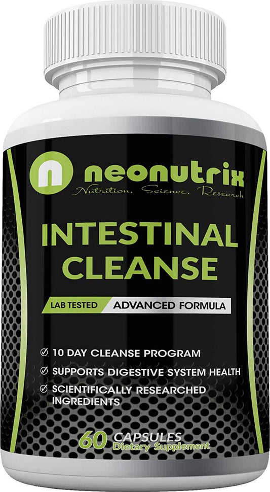 10 Day Intestinal Cleanse Supplement Colon and Detox Cleanse with Black Walnut, Wormwood Powder and Cranberry Extract Advanced Formula for Digestive System Health 60 Capsules by Neonutrix