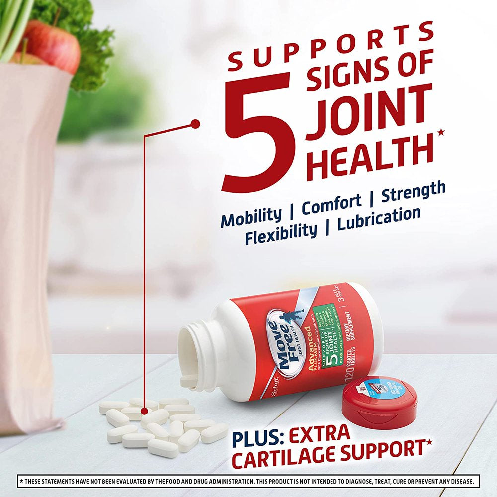 Schiff Move Free Advanced Joint Health with Glucosamine & Chondroitin Tablets, 120 Ct, 2 Pack