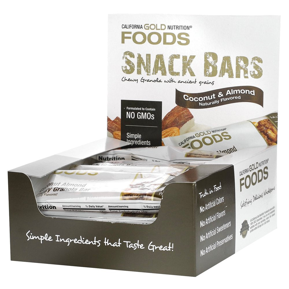 California Gold Nutrition FOODS, Coconut Almond Chewy Granola Bars, 12 Bars, 1.4 Oz (40 G) Each
