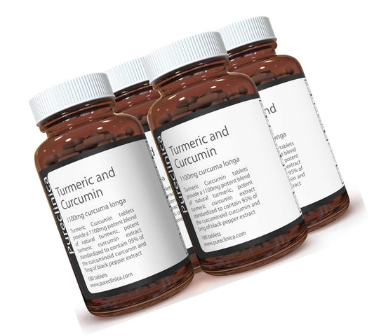 1100mg Turmeric and Curcumin - 720 tablets (4 bottles) x 1100mg - 95% Curcumin - 1000mg Turmeric root extract - With 5mg black pepper extract for 300% increased absorption. SKU: TUCRx4
