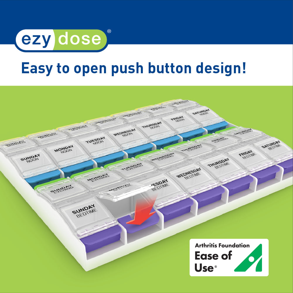 Ezy Dose Weekly (4X/Day) Push Button Pill Organizer (3XL)