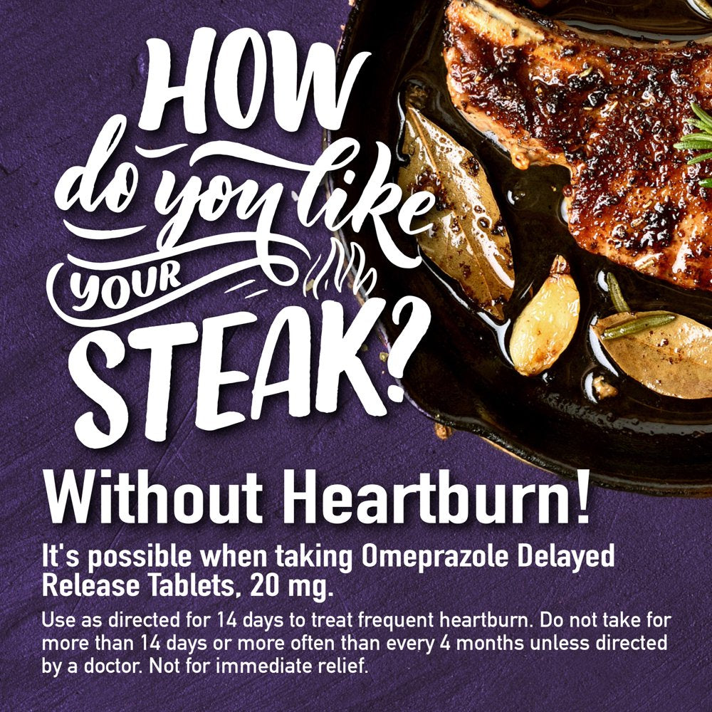 Equate Omeprazole Delayed Release Tablets 20 Mg, Acid Reducer, Frequent Heartburn, 42 Count