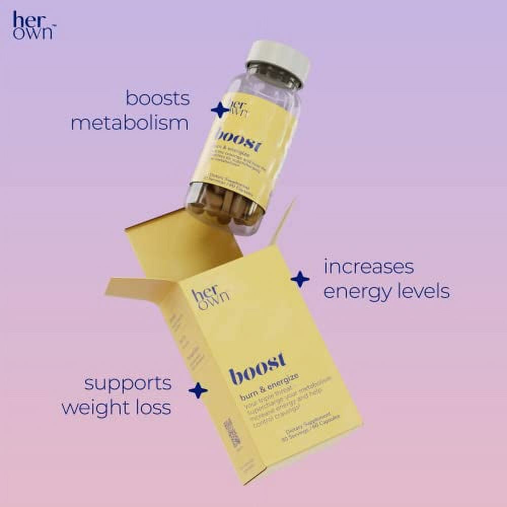 Her Own Boost, Helps Boost Energy, Supports Metabolism, Proprietary Thermogenic Blend, Green Tea Leaf Extract, Gluten and Soy Free, Vegan, 60 Capsules, 30 Servings, Small, Multi