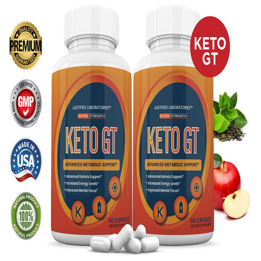 (2 Pack) Keto GT Advanced Includes Apple Cider Vinegar Gobhb Exogenous Ketones Keto Pills Supplement Premium Ketosis Support for Men Women 120 Capsules - Nutricity.com.au