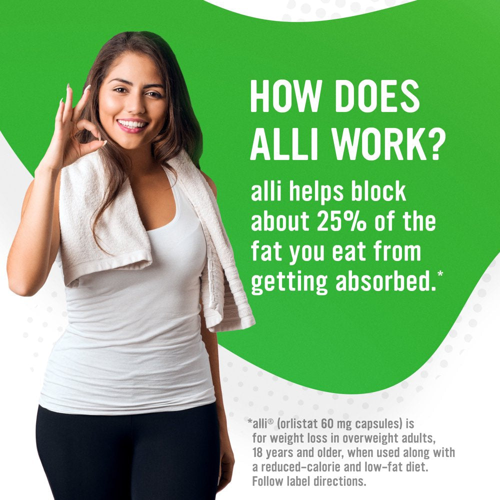 Alli Orlistat Diet Weight Loss Supplement Pills, 60 Mg, 120 Ct