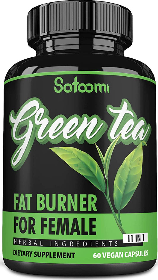 11in1 Green Tea Extract Fat Burner for Women With Garcinia Cambogia, Ceylon Cinnamon, White Kidney Bean, Ginger, Forskohlii, Raspberry Ketones, Olive, Gymnema Sylvestre and Others - 60 Veggie Capsules
