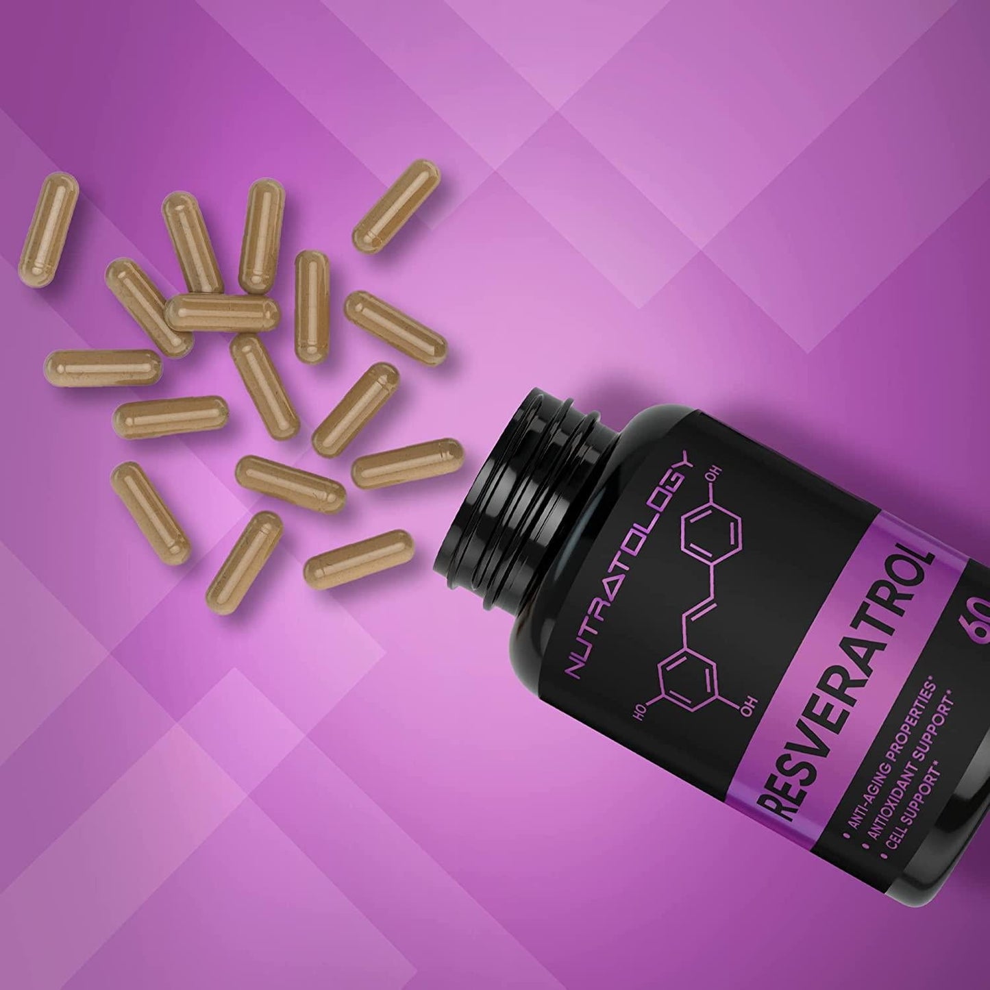 1200 MG Resveratrol Supplement- Potent Antioxidant Supplement - Anti Aging Trans Resveratrol - Increases Cardiovascular Health, Cell Regeneration and Hair Growth - 60 Tablets