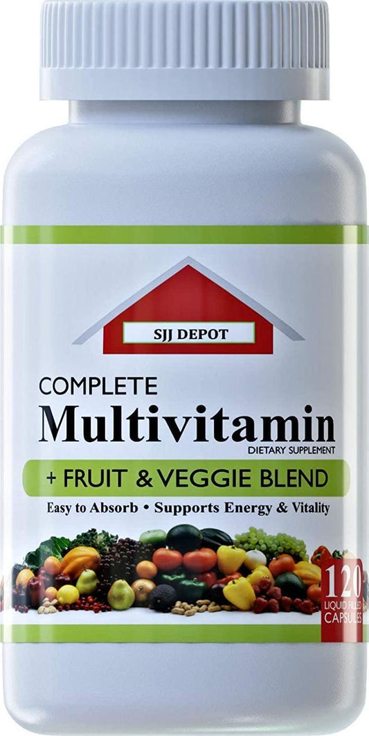 120 Multivitamin Fruit and Vegetable Liquid Capsules, Loaded Multivitamins, Supplements by SJJ Depot, Multiple Vitamin has Joint Heart Brain Antioxidants, Daily Women Men Senior Adult Multi Vitamins