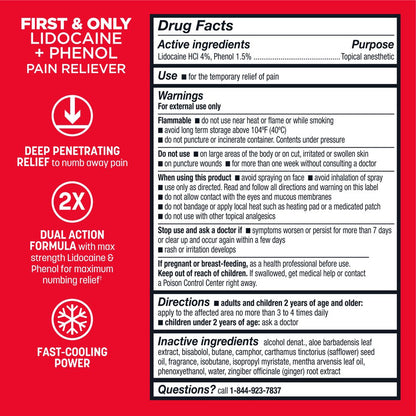 Absorbine Jr. Pro Max Strength Lidocaine Dry Spray, Maximum Strength Numbing Pain Relief, with Phenol for Fast-Acting Relief of Nerve Pain, Muscle Aches, and Joint Discomfort, Non-Greasy Formula, 4Oz