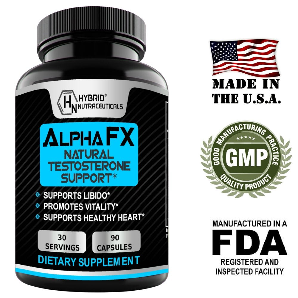 Alphafx Advanced Testosterone Booster Estrogen Blocker Supplement for Men - Libido Support with Tribulus Terrestris, Increased Energy, Stamina, Strength - 3-Pack